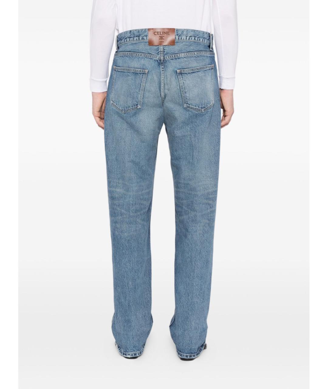 CELINE Голубые хлопковые прямые джинсы, фото 3