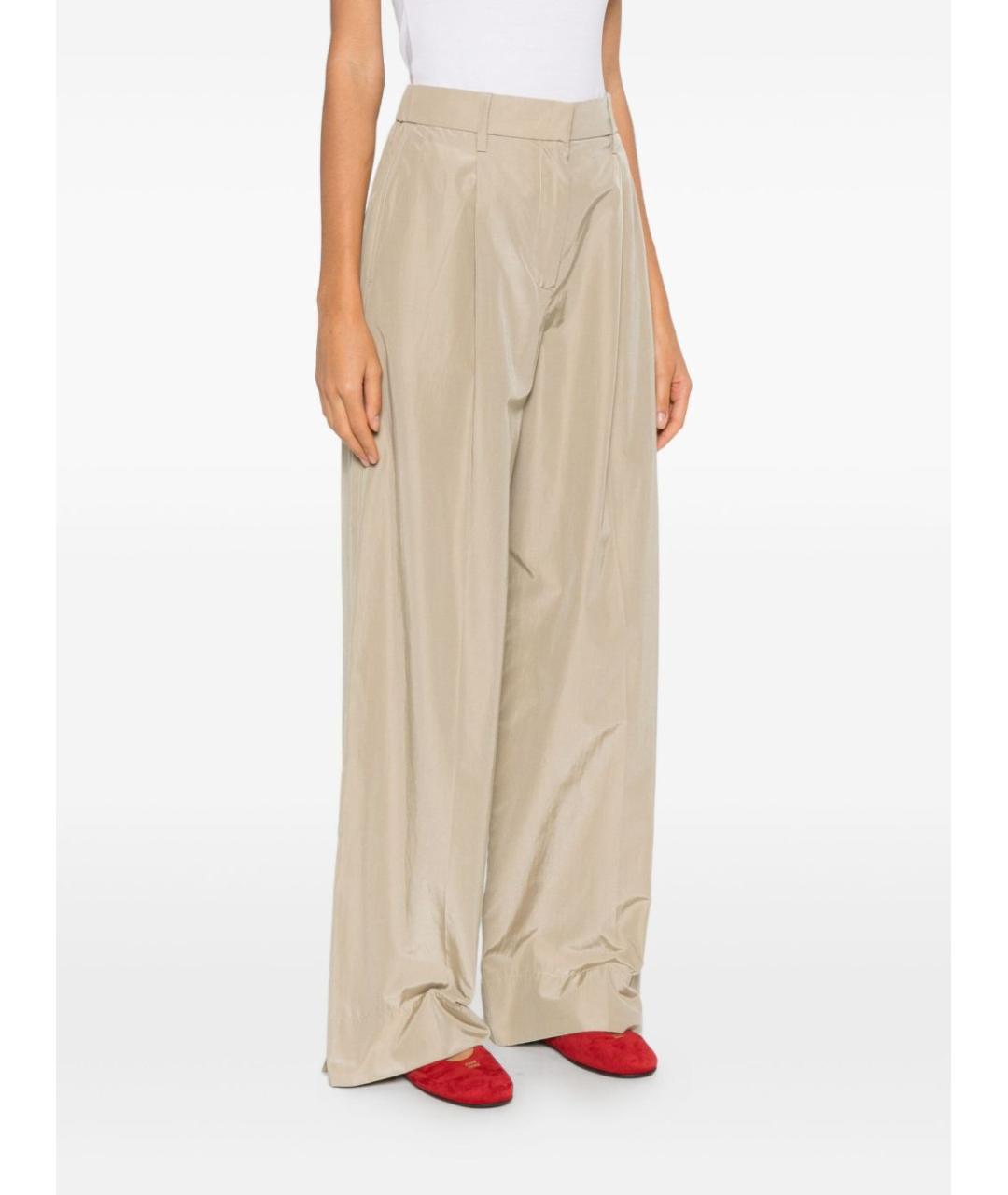 FORTE FORTE Бежевые полиэстеровые прямые брюки, фото 2