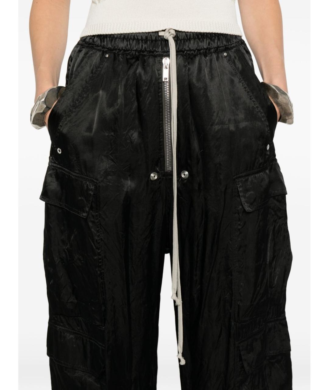 RICK OWENS Черные ацетатные прямые брюки, фото 2