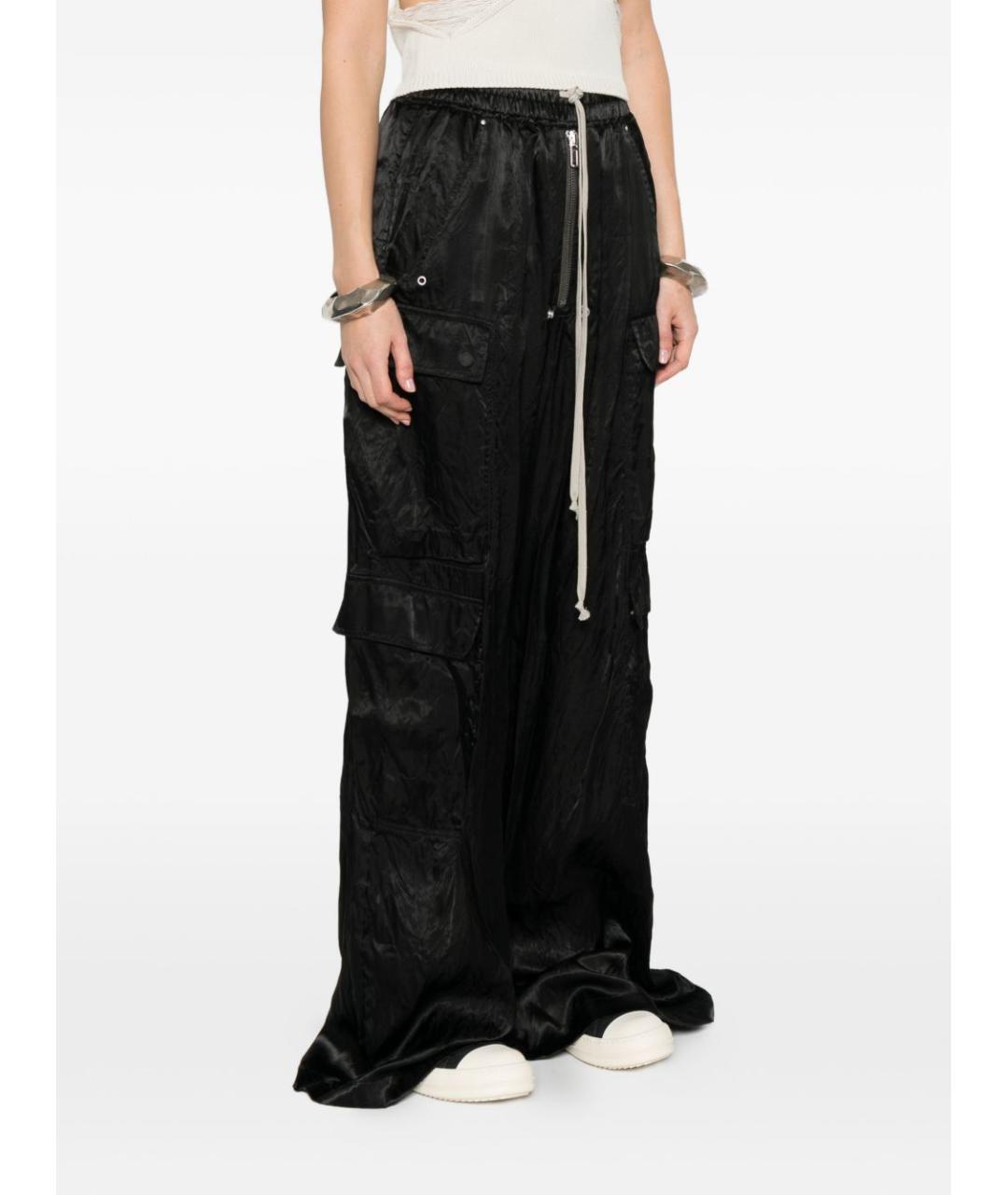 RICK OWENS Черные ацетатные прямые брюки, фото 5