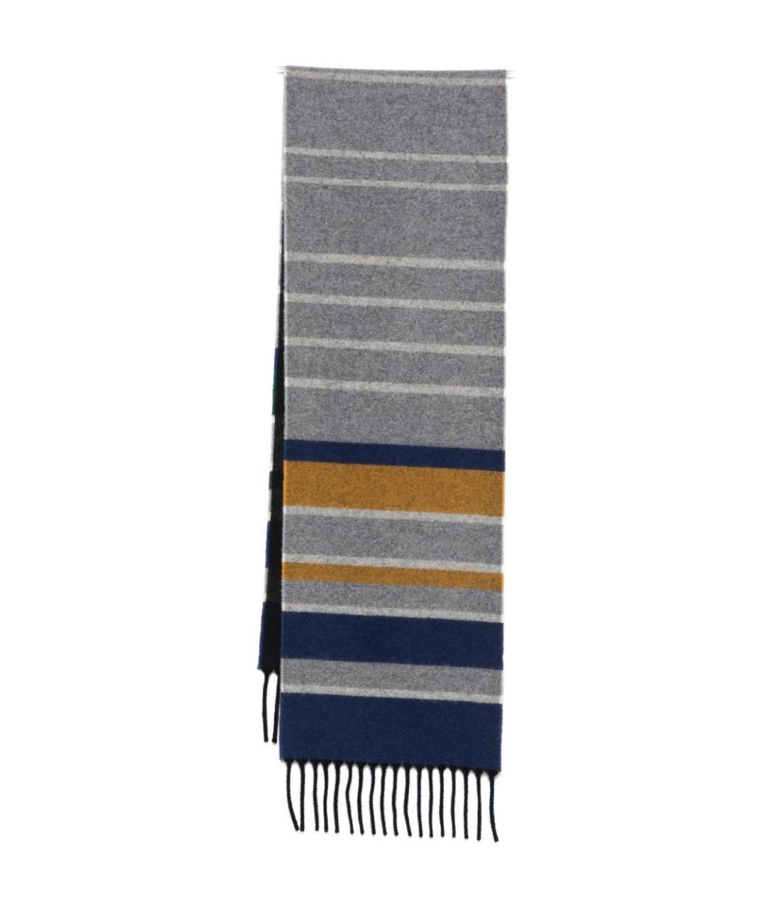 PAUL SMITH Серый шерстяной шарф, фото 1