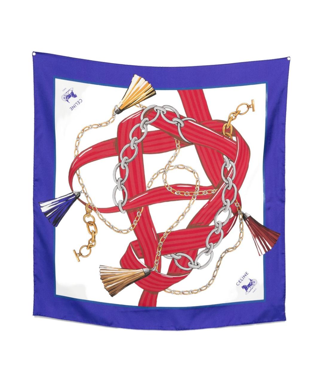 CELINE Синий шелковый шарф, фото 1