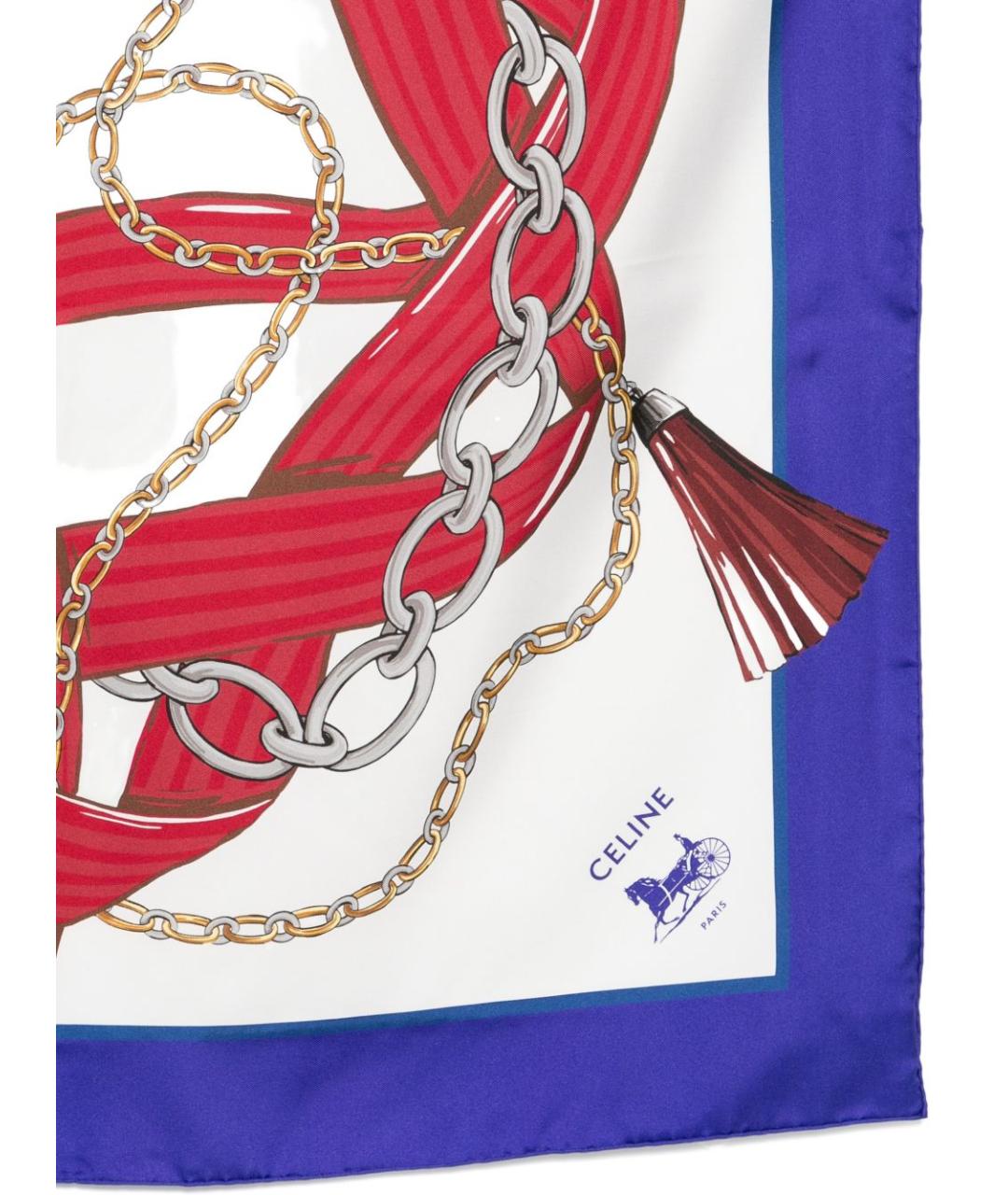 CELINE Синий шелковый шарф, фото 3