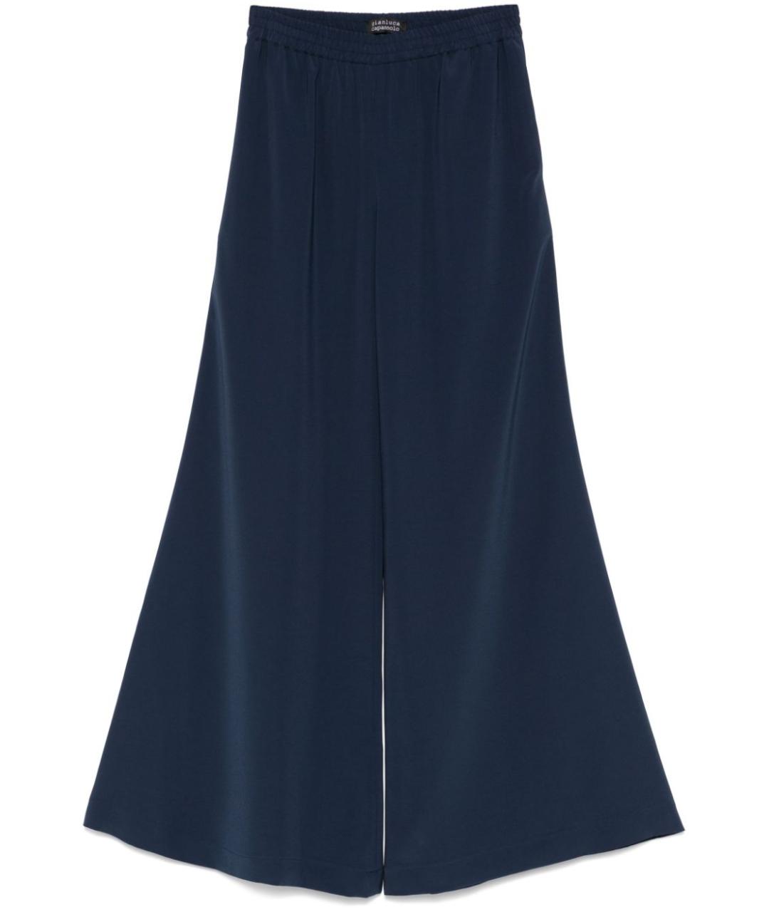 GIANLUCA CAPANNOLO Синие полиуретановые прямые брюки, фото 1