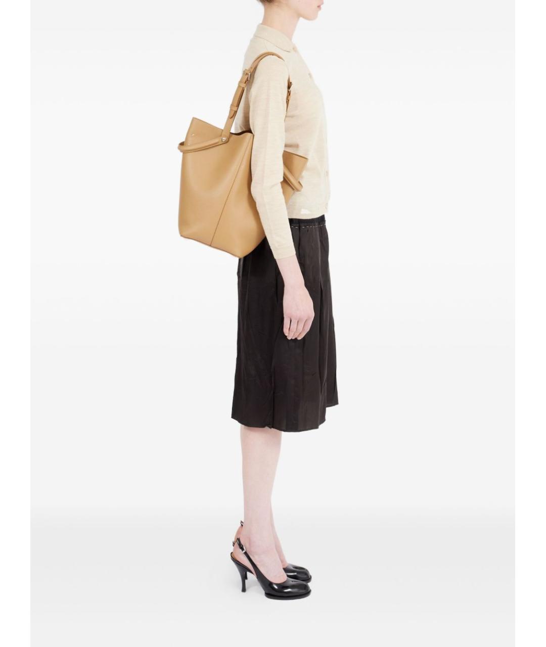 MAISON MARGIELA Бежевая кожаная сумка тоут, фото 3