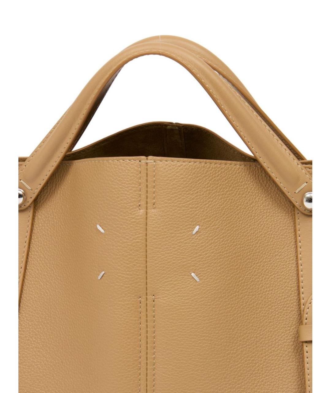 MAISON MARGIELA Бежевая кожаная сумка тоут, фото 5