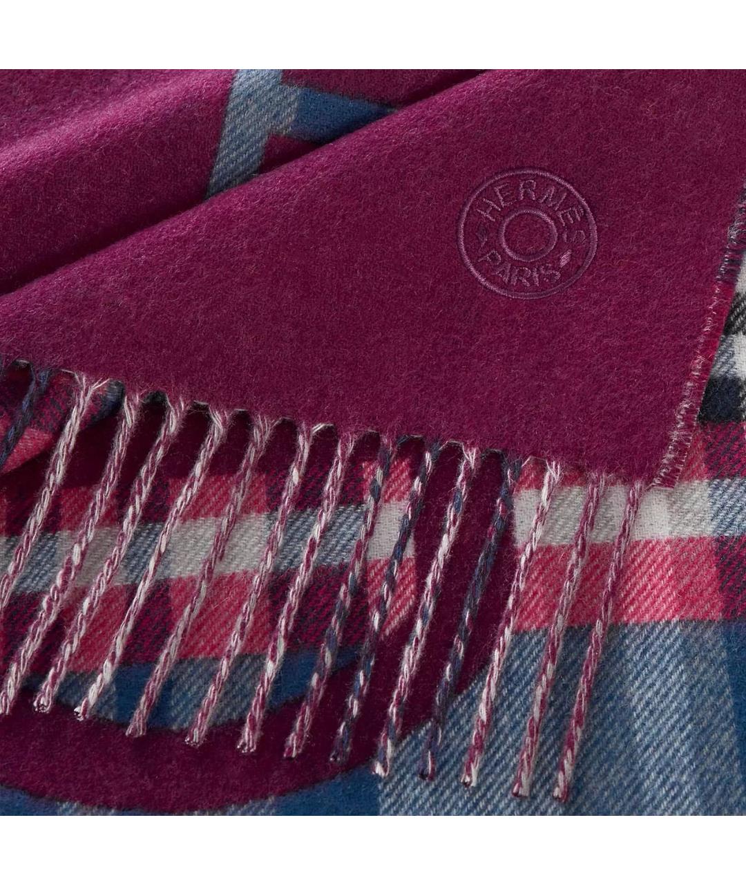 HERMES Бордовый кашемировый шарф, фото 2