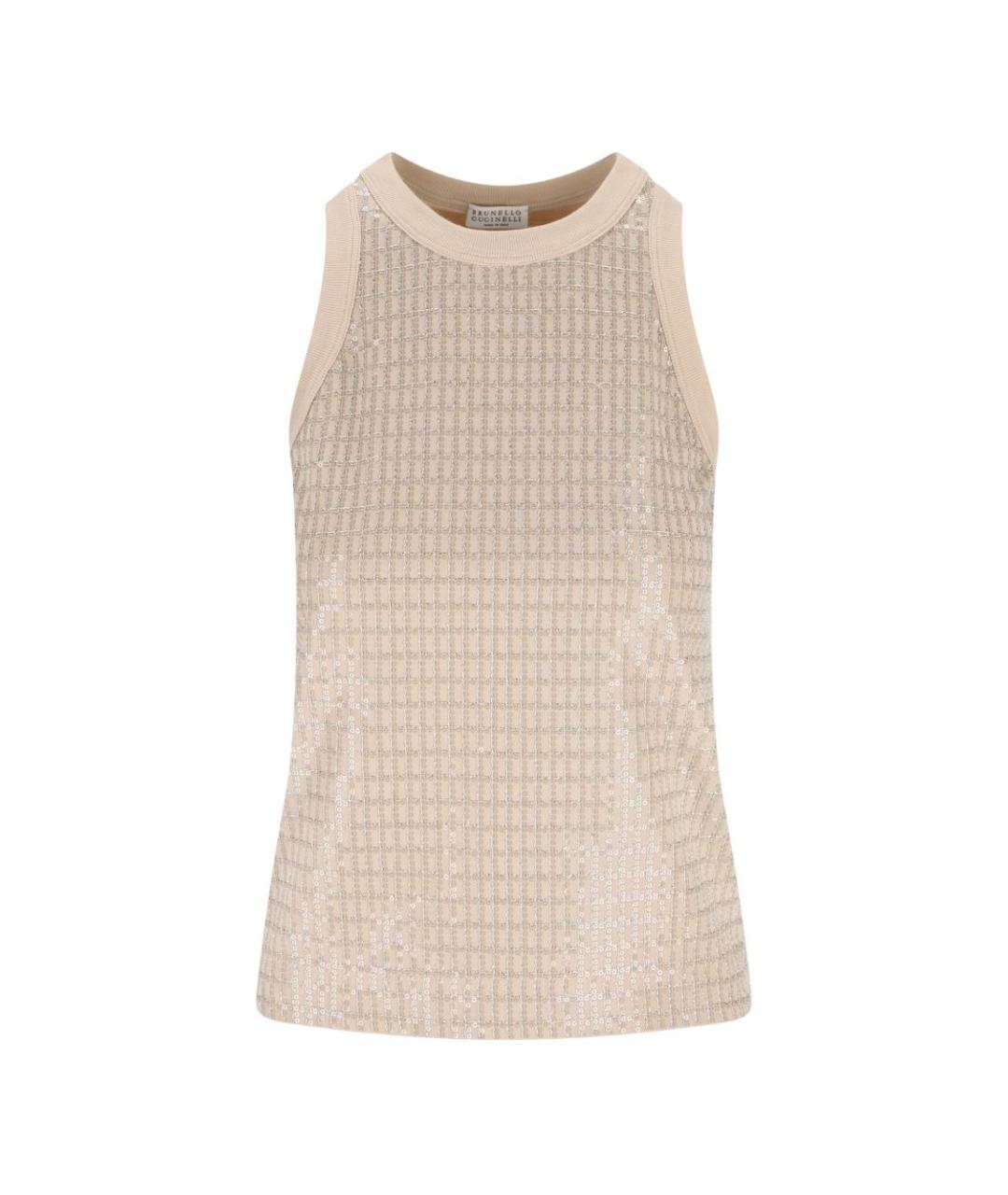 BRUNELLO CUCINELLI Бежевая хлопковая майка, фото 1