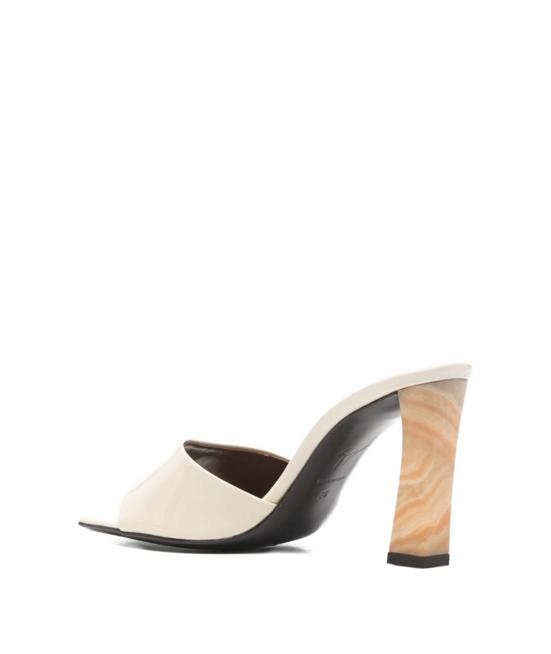 GIUSEPPE ZANOTTI DESIGN Бежевые кожаные мюли, фото 3