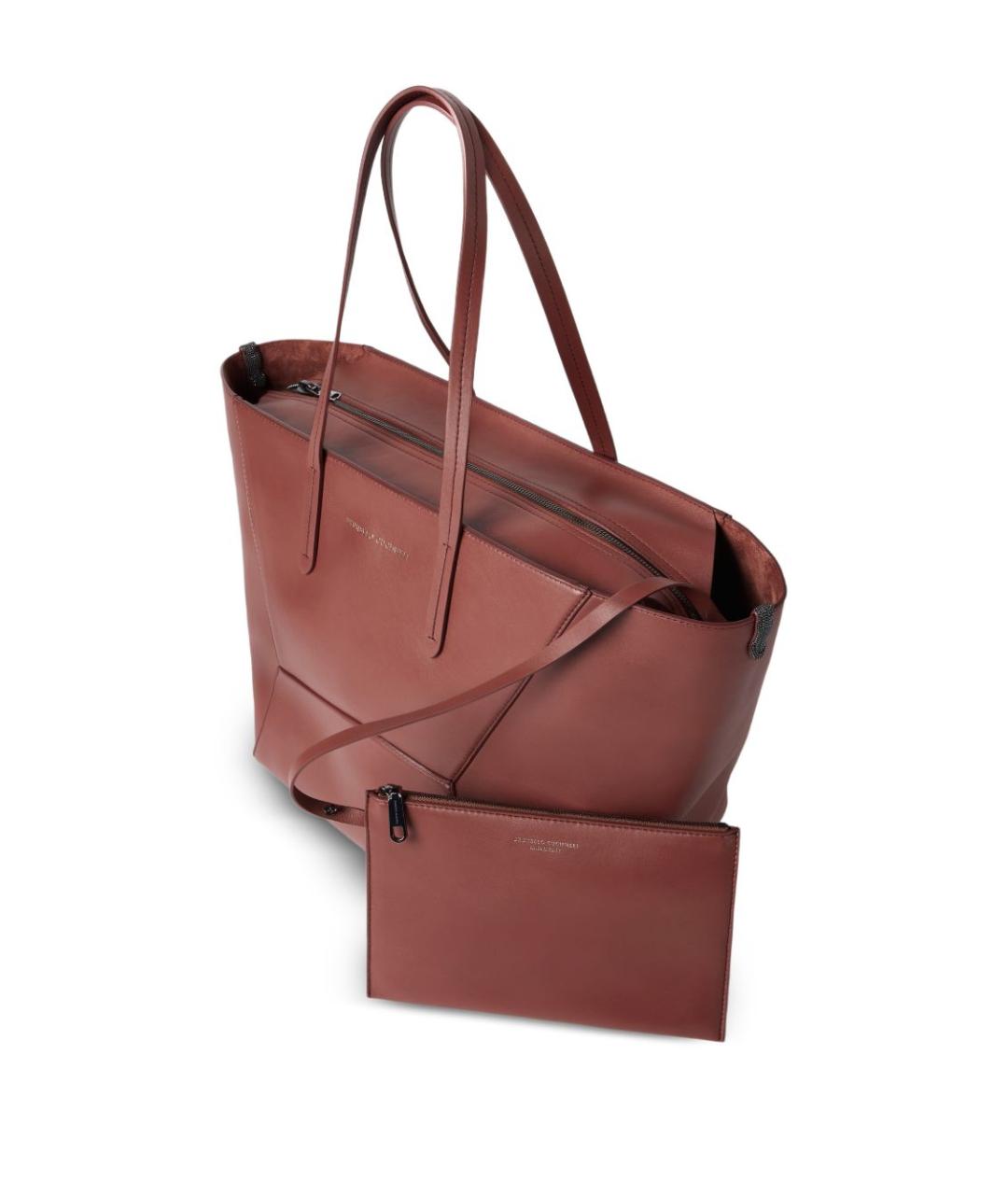 BRUNELLO CUCINELLI Красная кожаная сумка тоут, фото 4