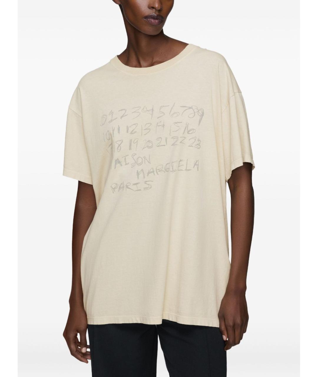 MAISON MARGIELA Бежевая хлопковая футболка, фото 2