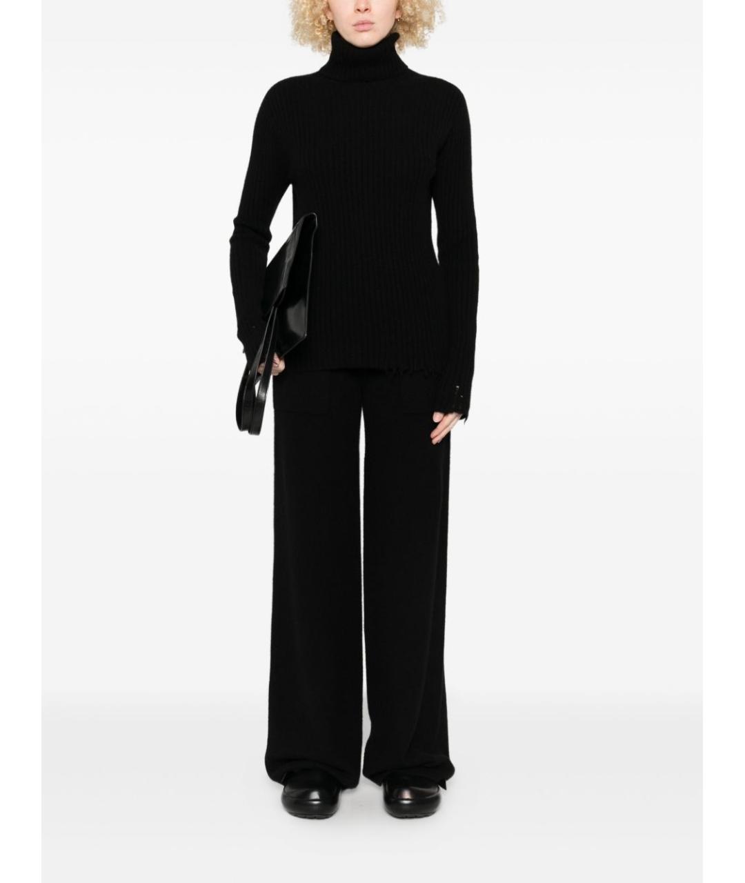 UMA WANG Черные шерстяные прямые брюки, фото 2