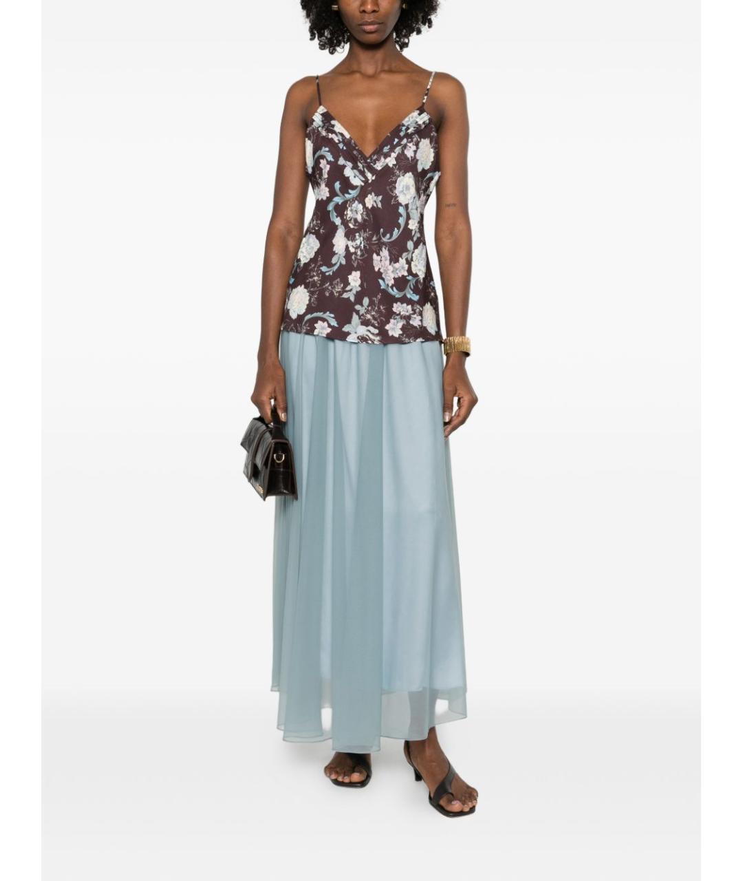 FORTE FORTE Голубая полиэстеровая юбка макси, фото 5