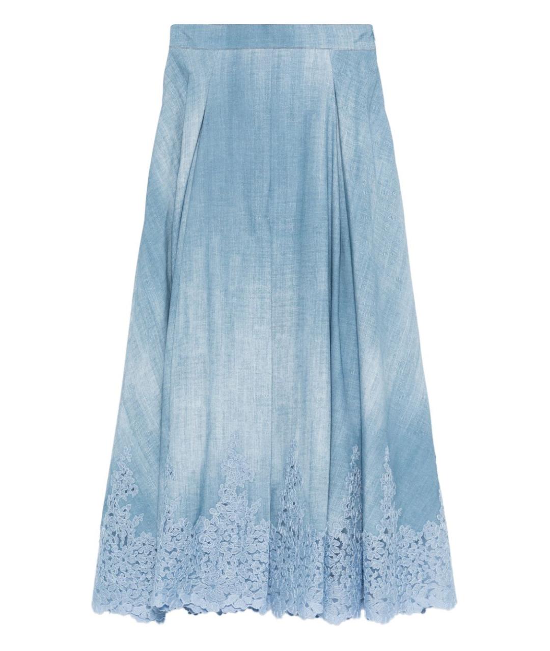 ERMANNO SCERVINO Голубая вискозная юбка миди, фото 1