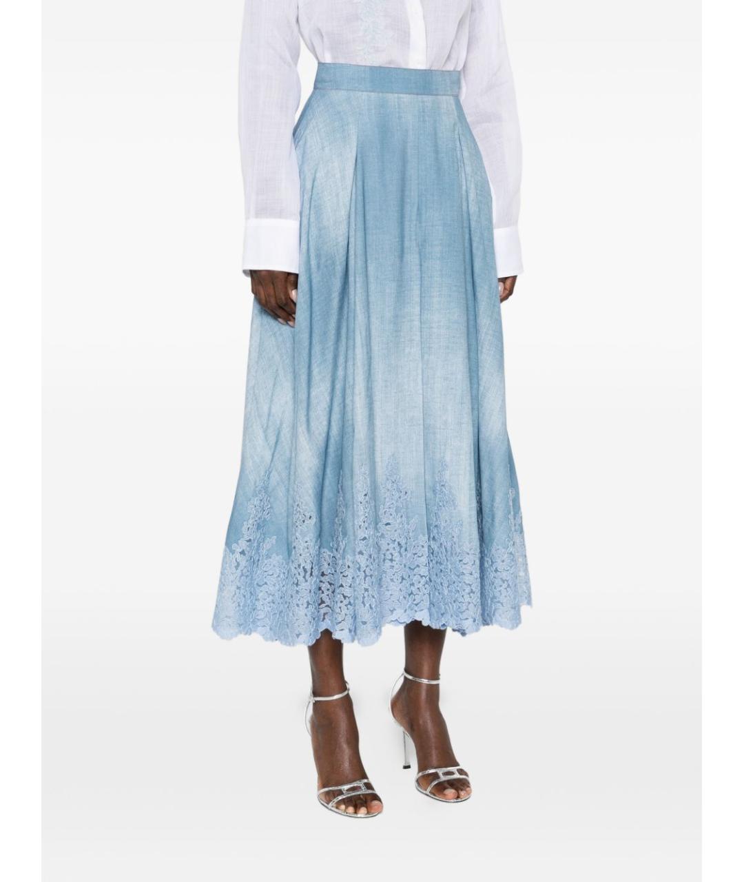 ERMANNO SCERVINO Голубая вискозная юбка миди, фото 4