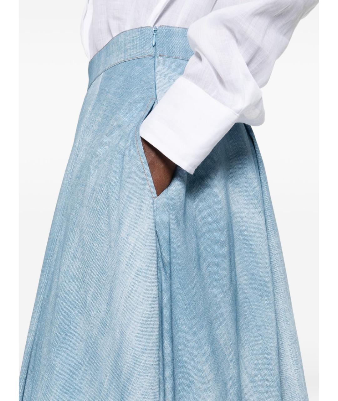 ERMANNO SCERVINO Голубая вискозная юбка миди, фото 5