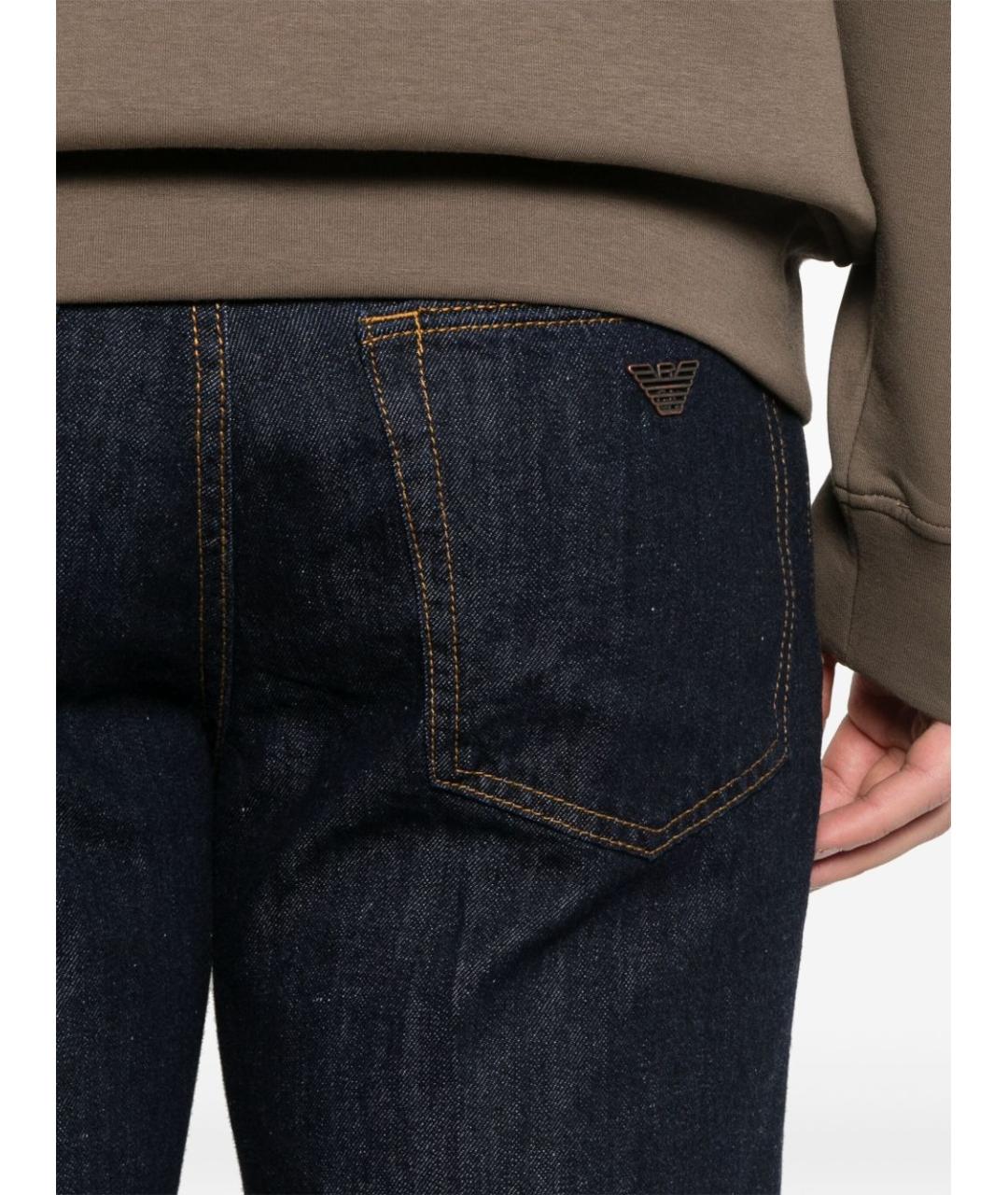 EMPORIO ARMANI Синие хлопковые прямые джинсы, фото 3
