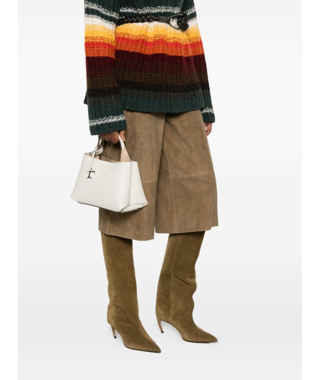 TOD'S Белая кожаная сумка тоут, фото 3