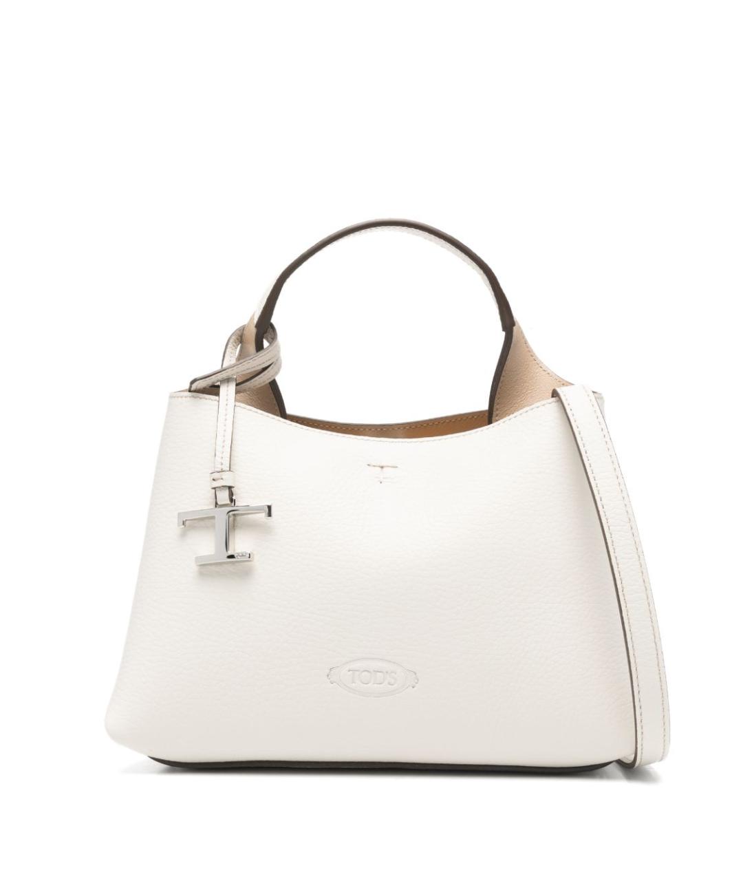 TOD'S Белая кожаная сумка тоут, фото 1