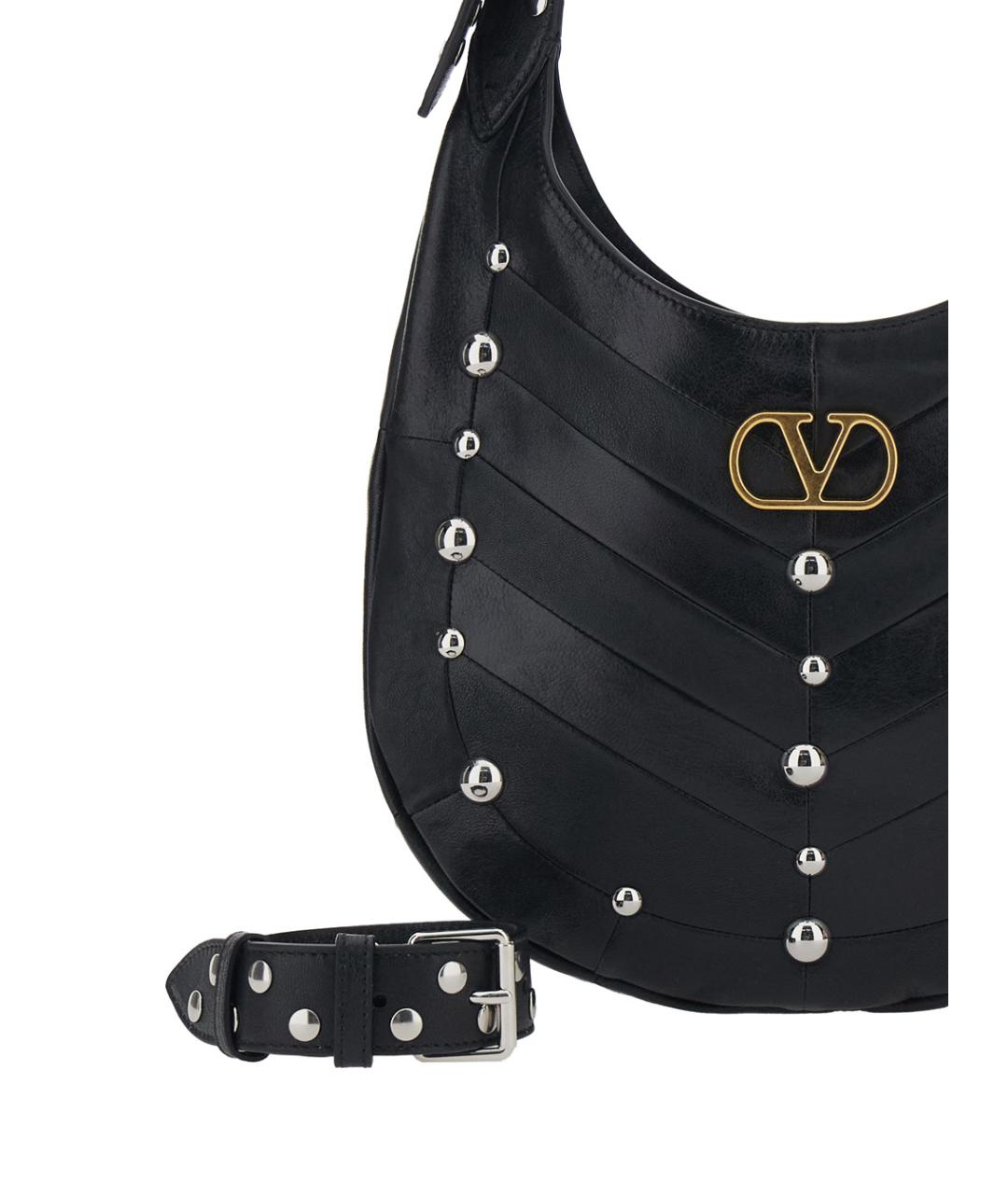 VALENTINO Черная кожаная сумка через плечо, фото 2
