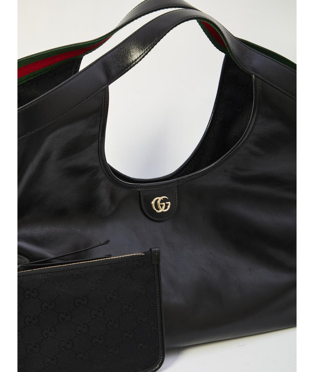 GUCCI Черная кожаная сумка тоут, фото 5
