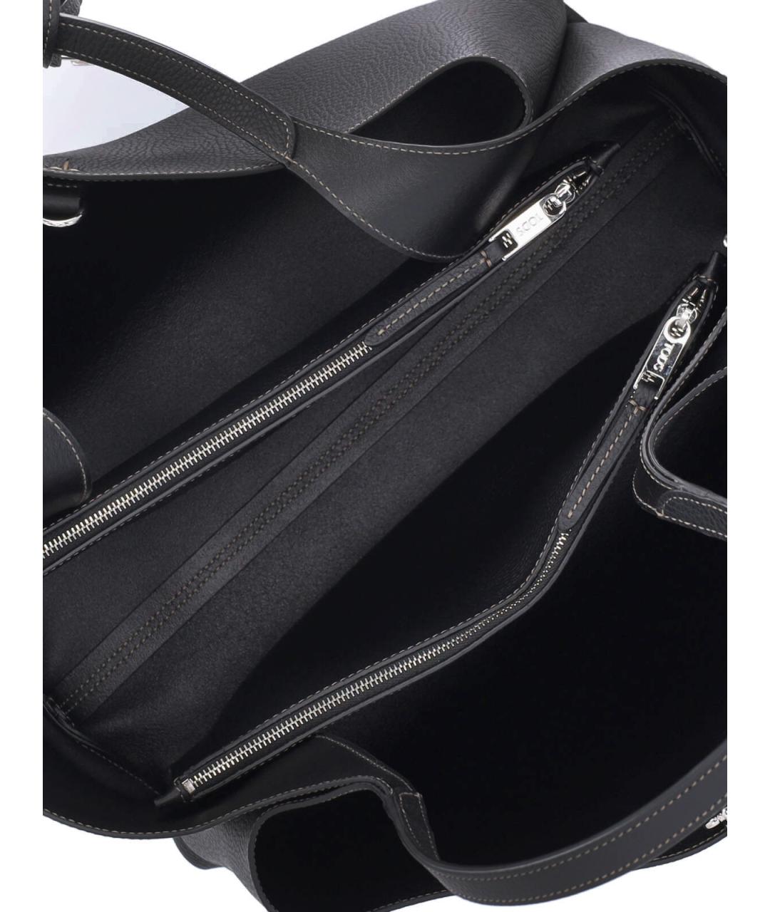 TOD'S Черная кожаная сумка тоут, фото 4