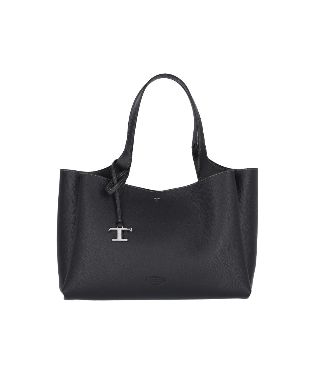 TOD'S Черная кожаная сумка тоут, фото 1