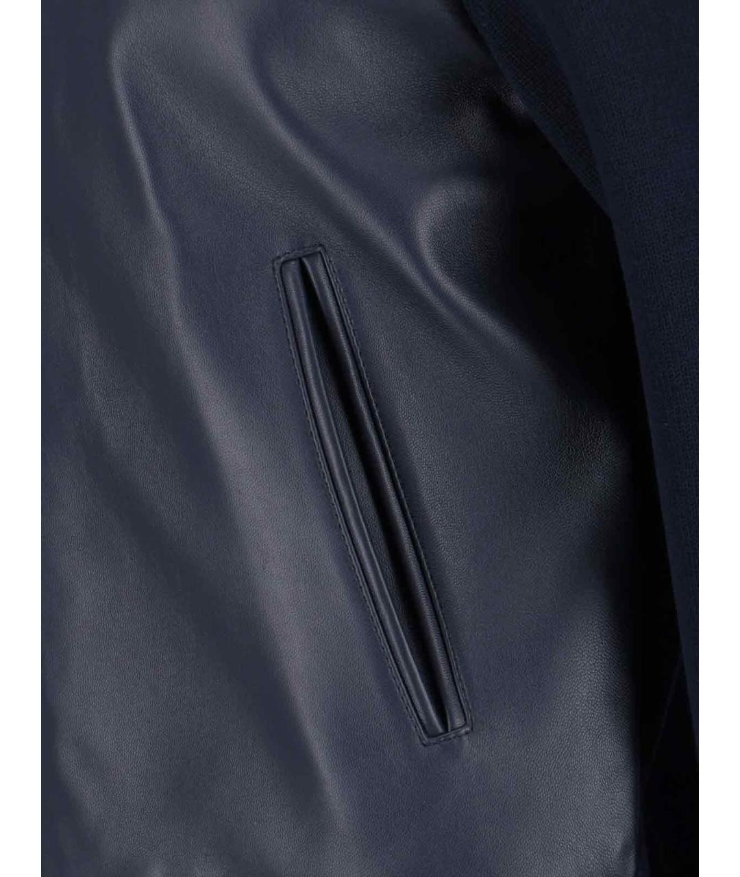 GUCCI Темно-синяя кожаная куртка, фото 4