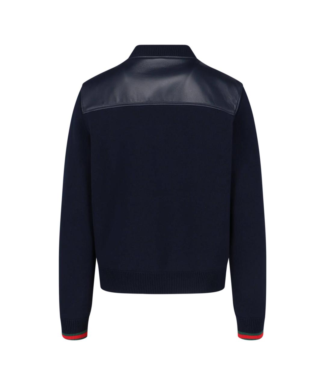 GUCCI Темно-синяя кожаная куртка, фото 2