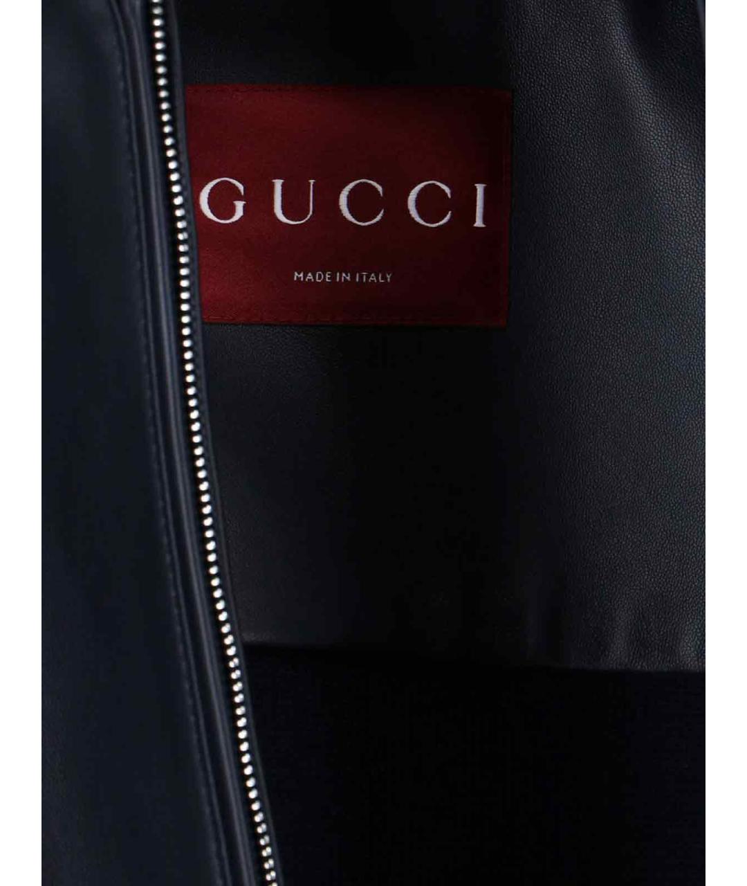 GUCCI Темно-синяя кожаная куртка, фото 3