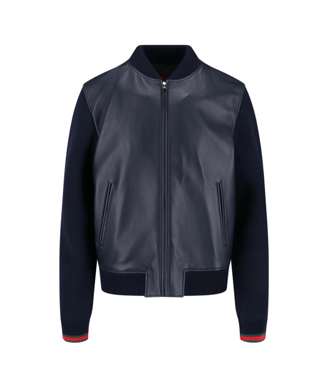 GUCCI Темно-синяя кожаная куртка, фото 1