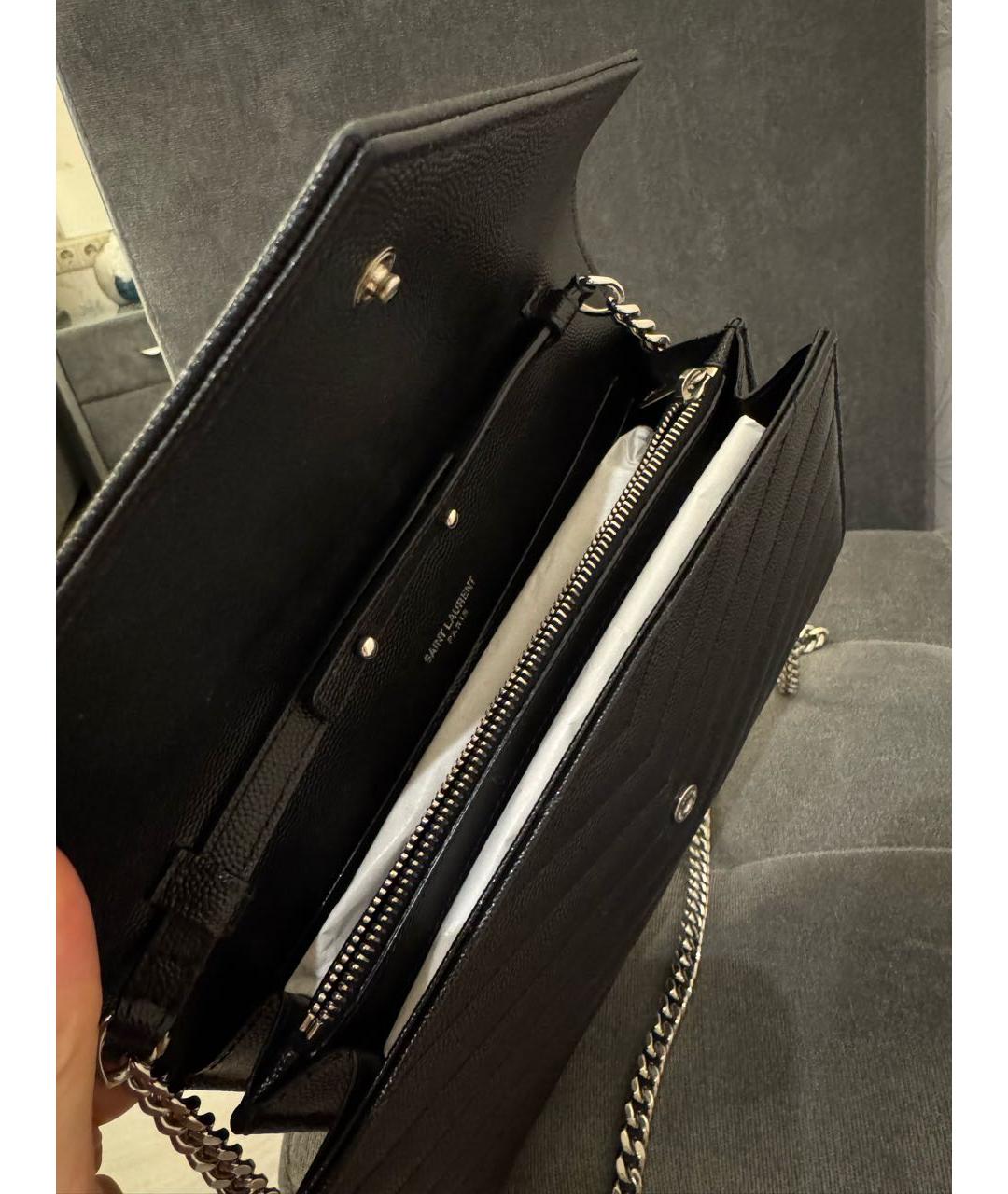SAINT LAURENT Черная кожаная сумка через плечо, фото 4