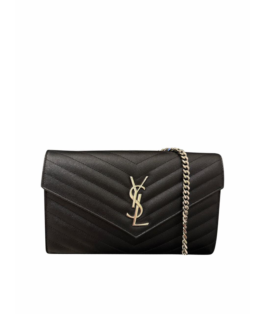 SAINT LAURENT Черная кожаная сумка через плечо, фото 1