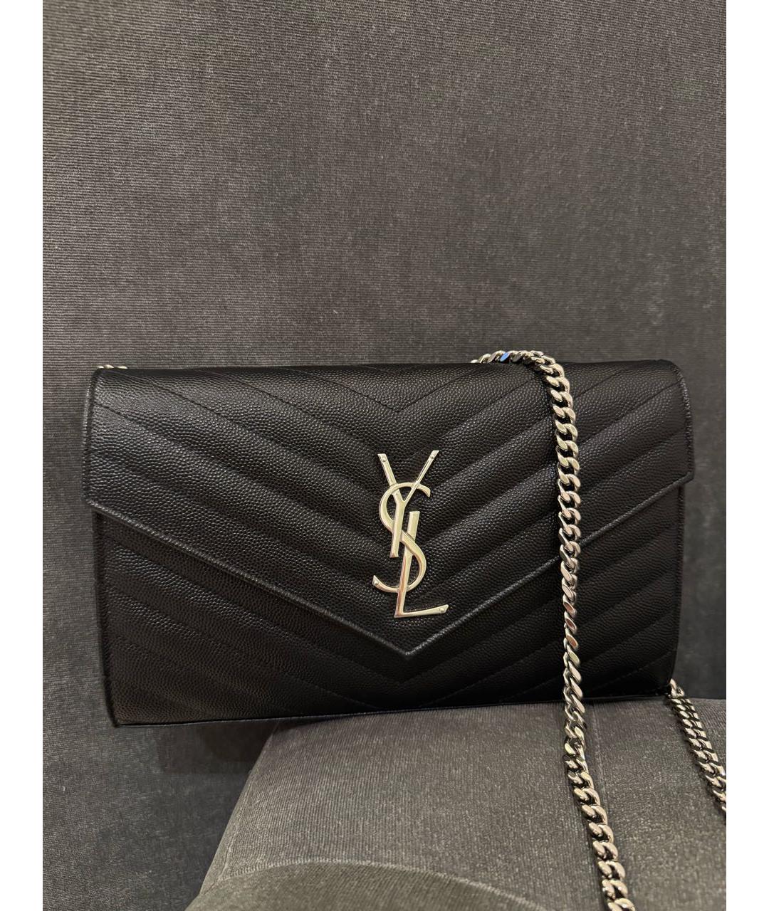 SAINT LAURENT Черная кожаная сумка через плечо, фото 5