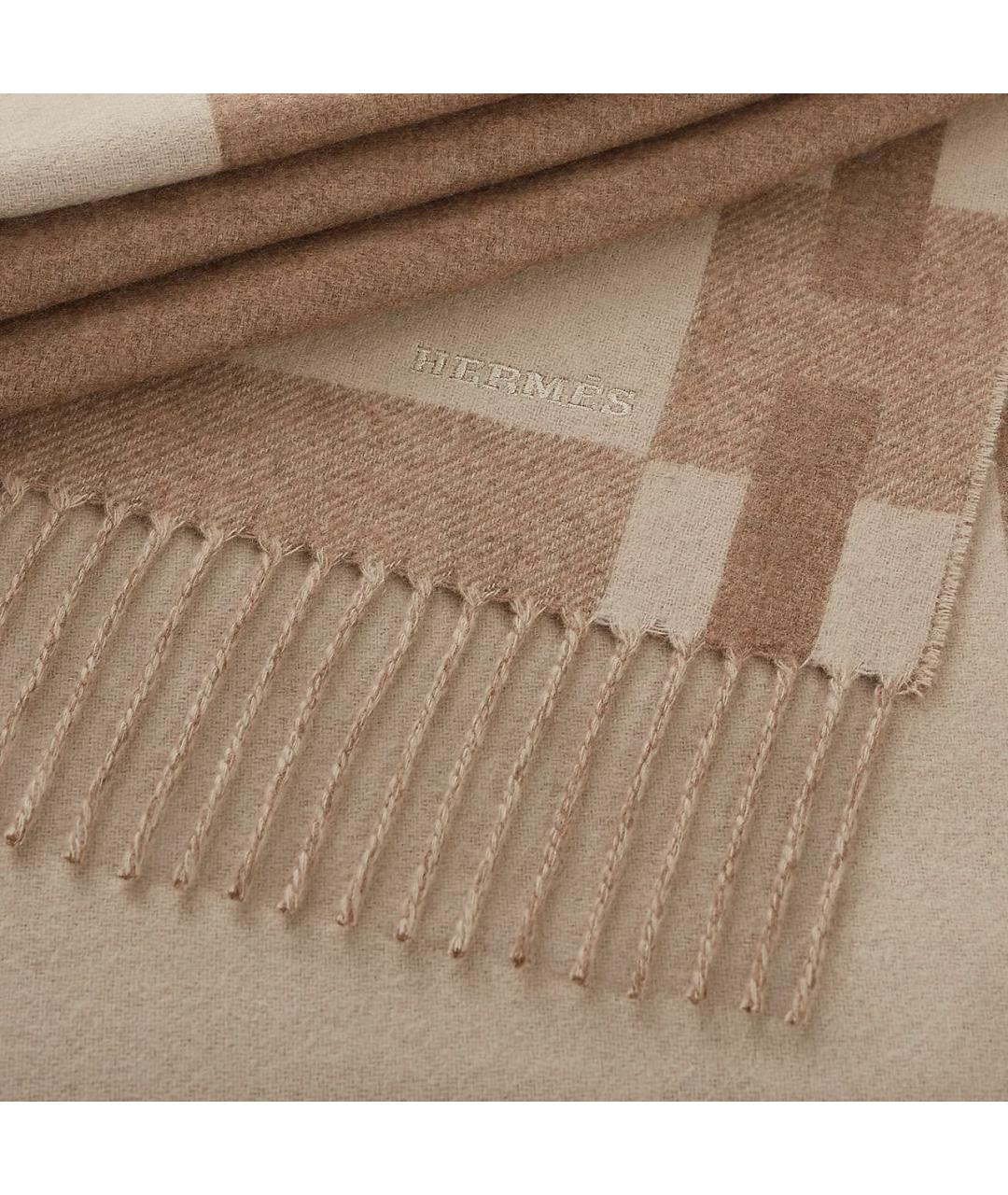 HERMES Бежевый кашемировый шарф, фото 2