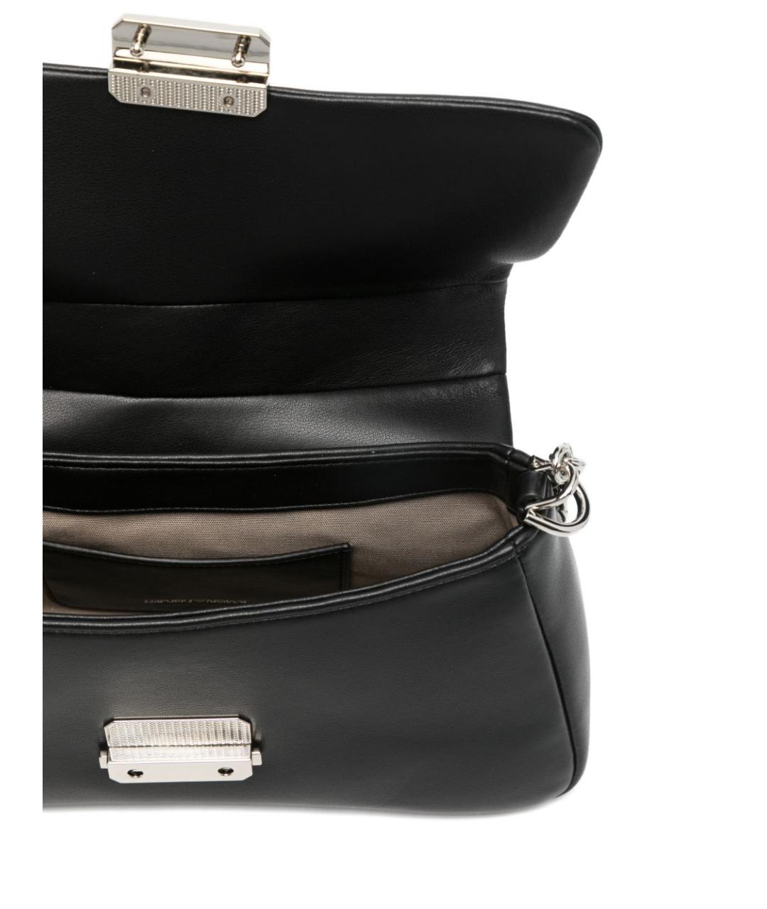 EMPORIO ARMANI Черная кожаная сумка через плечо, фото 3