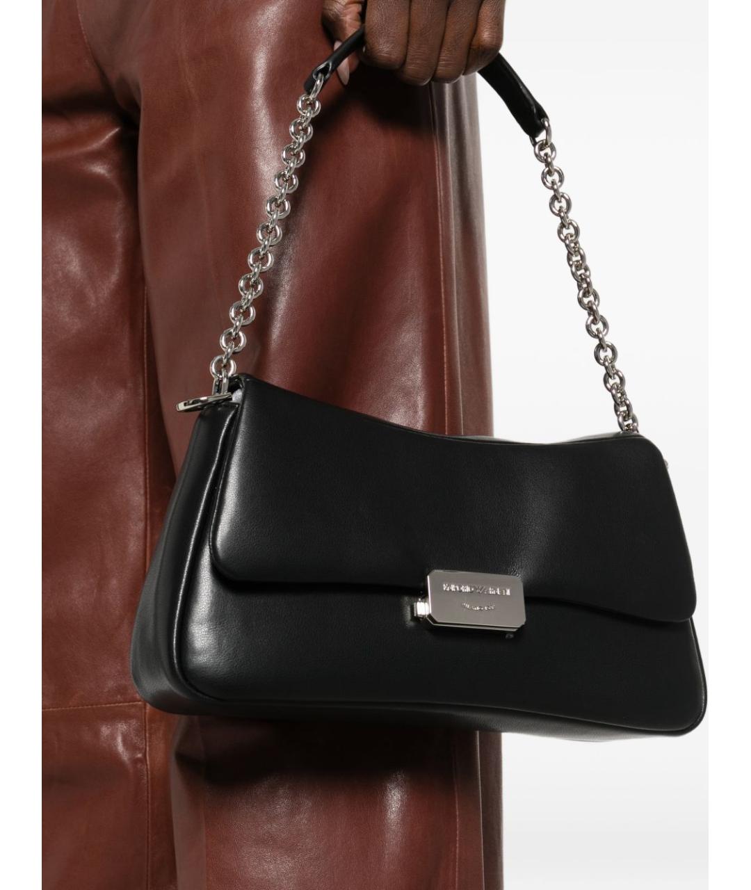 EMPORIO ARMANI Черная кожаная сумка через плечо, фото 2