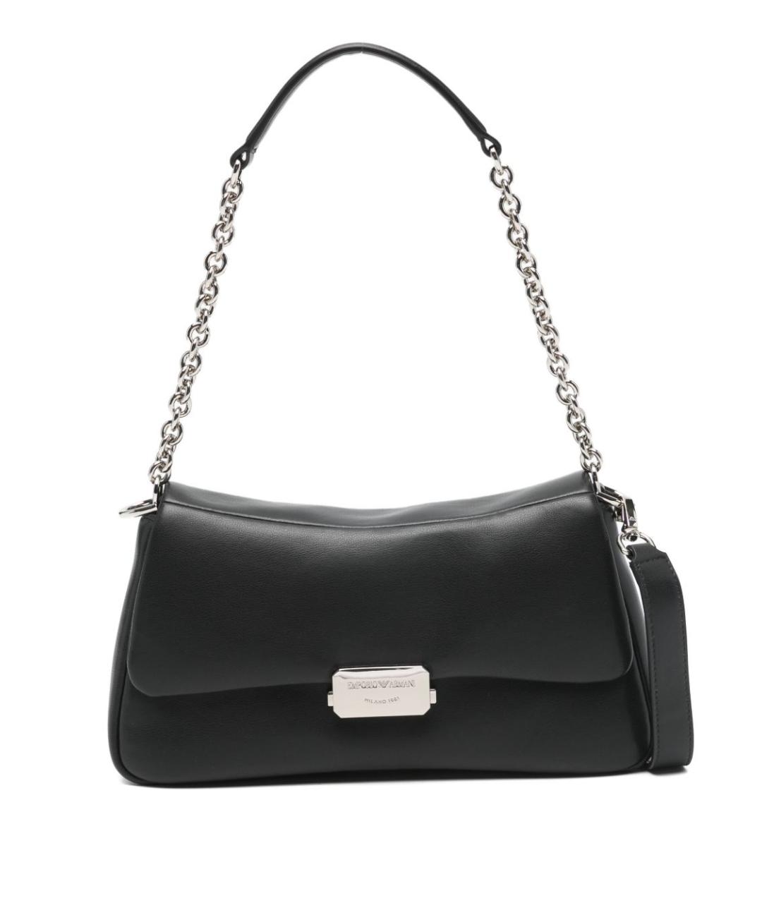 EMPORIO ARMANI Черная кожаная сумка через плечо, фото 1