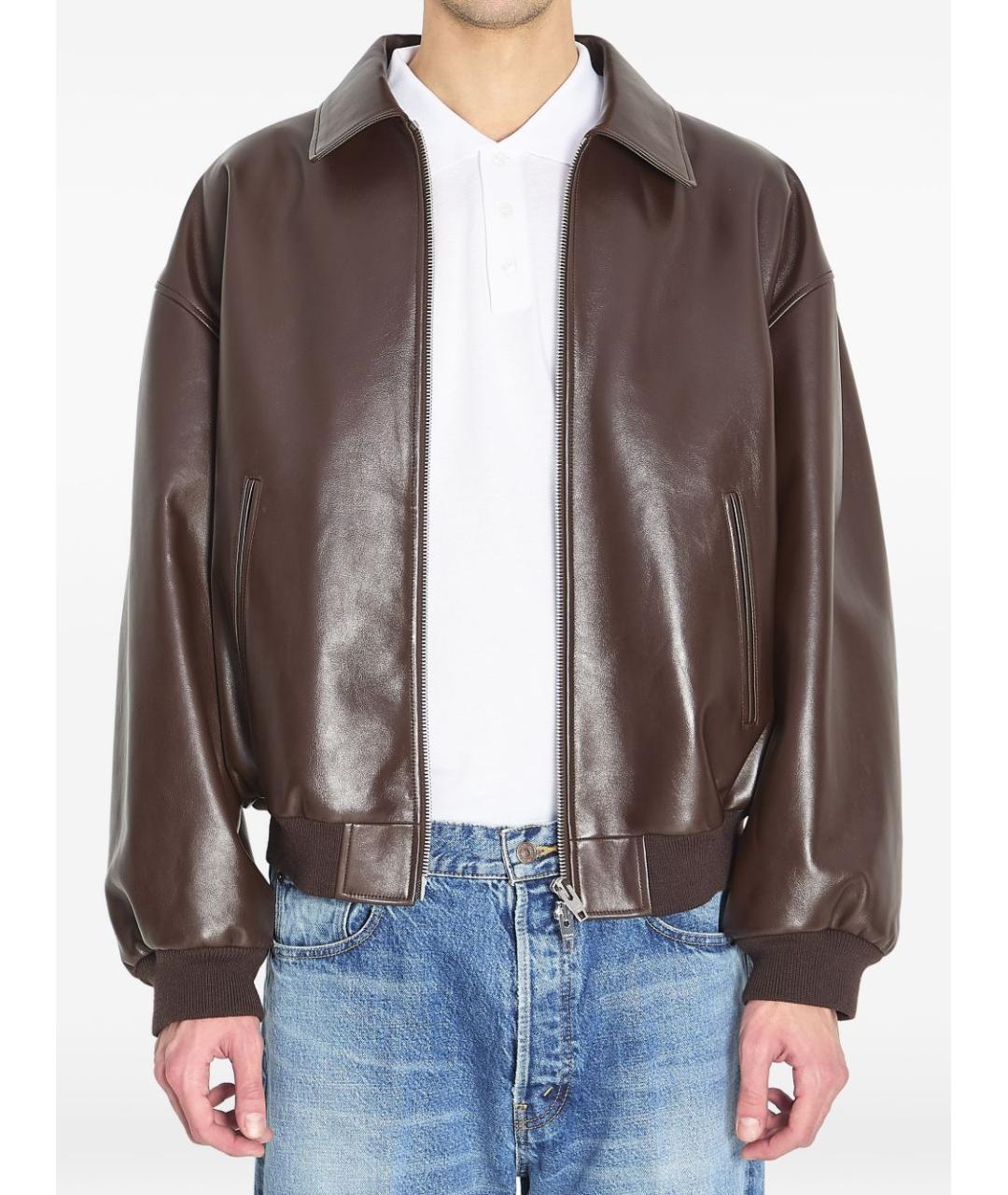 CELINE Коричневая кожаная куртка, фото 2