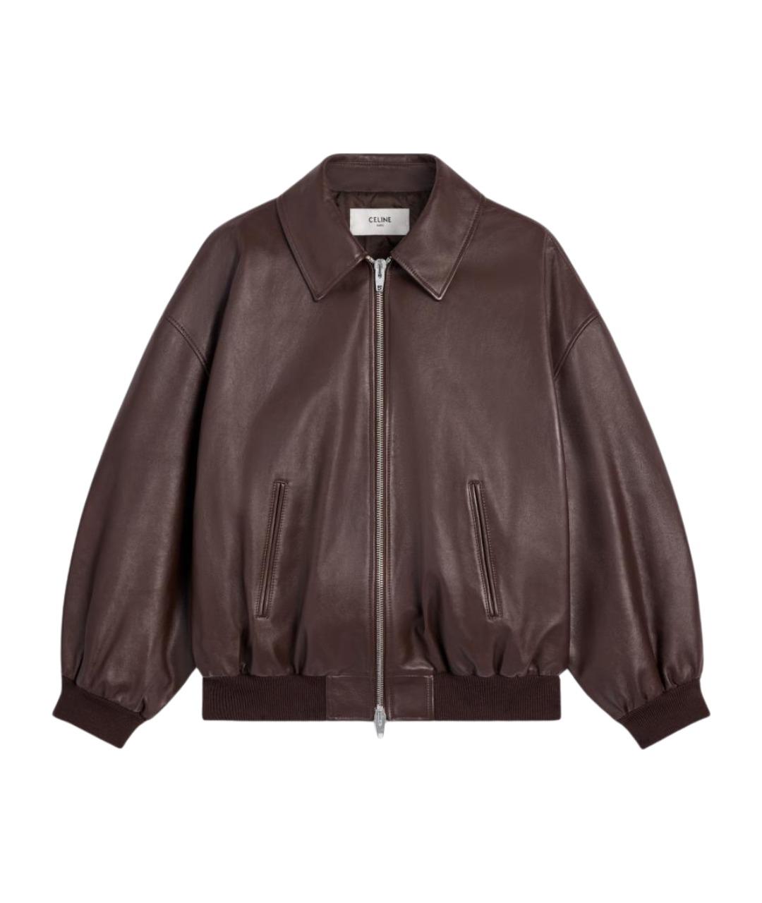 CELINE Коричневая кожаная куртка, фото 1