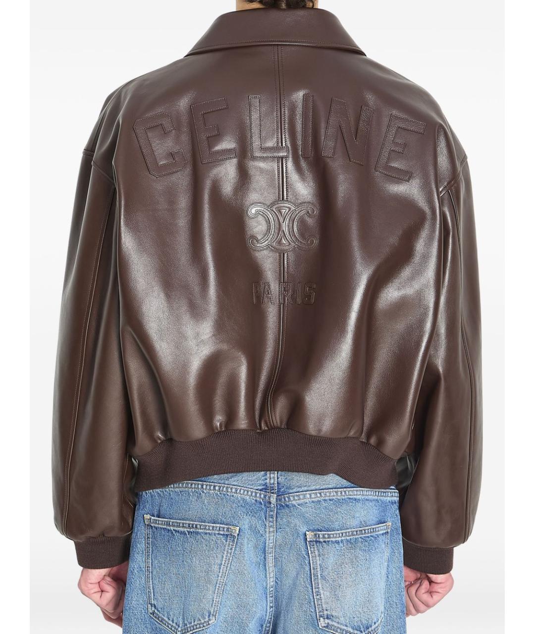 CELINE Коричневая кожаная куртка, фото 4