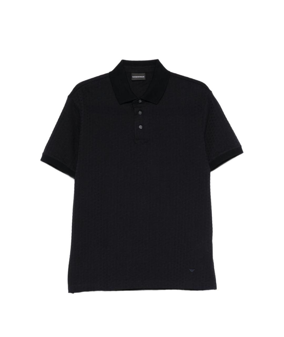 EMPORIO ARMANI Синее хлопковое поло с коротким рукавом, фото 1