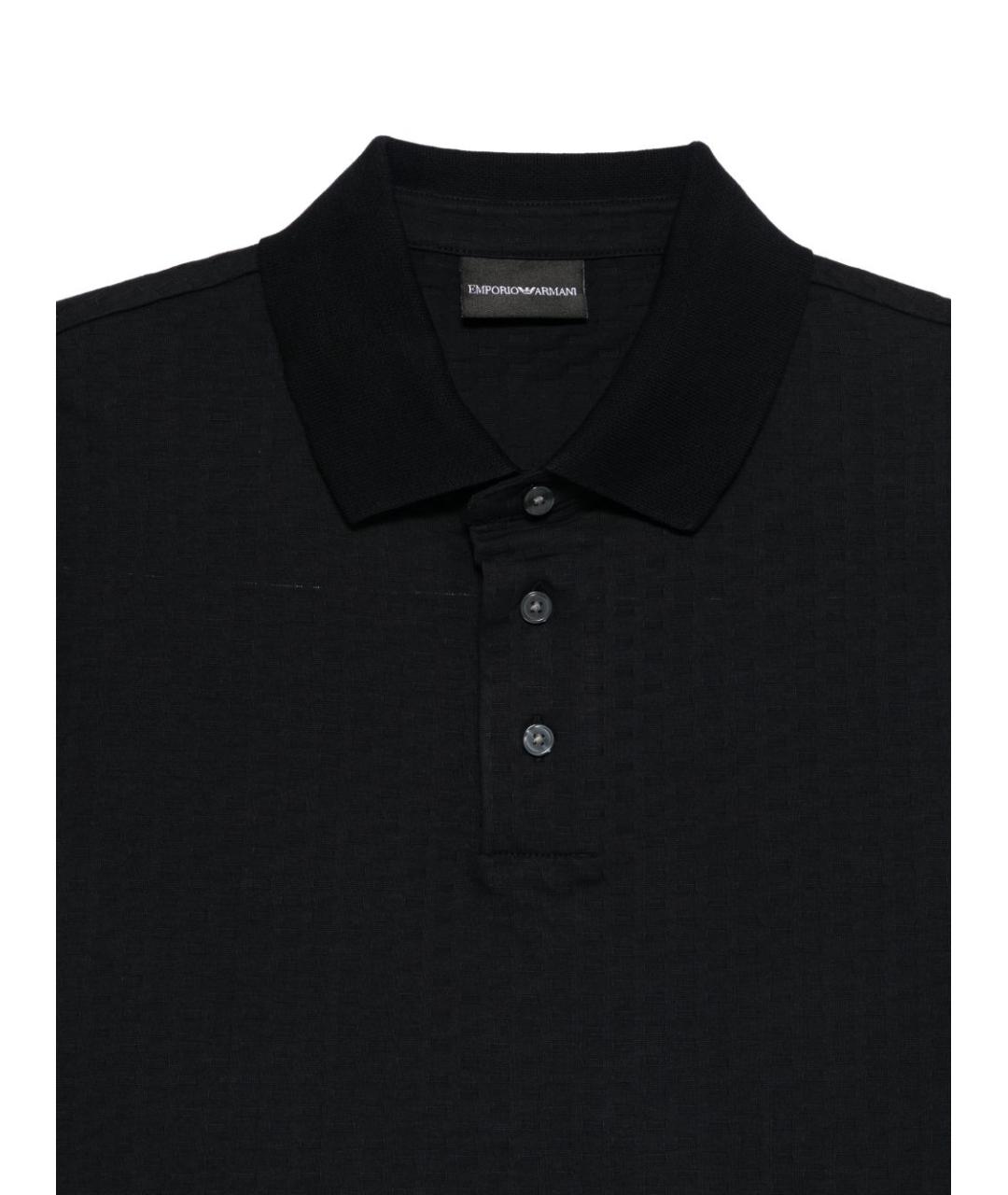 EMPORIO ARMANI Синее хлопковое поло с коротким рукавом, фото 2