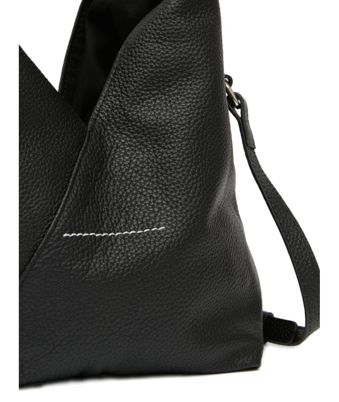 MM6 MAISON MARGIELA Черная кожаная сумка с короткими ручками, фото 4