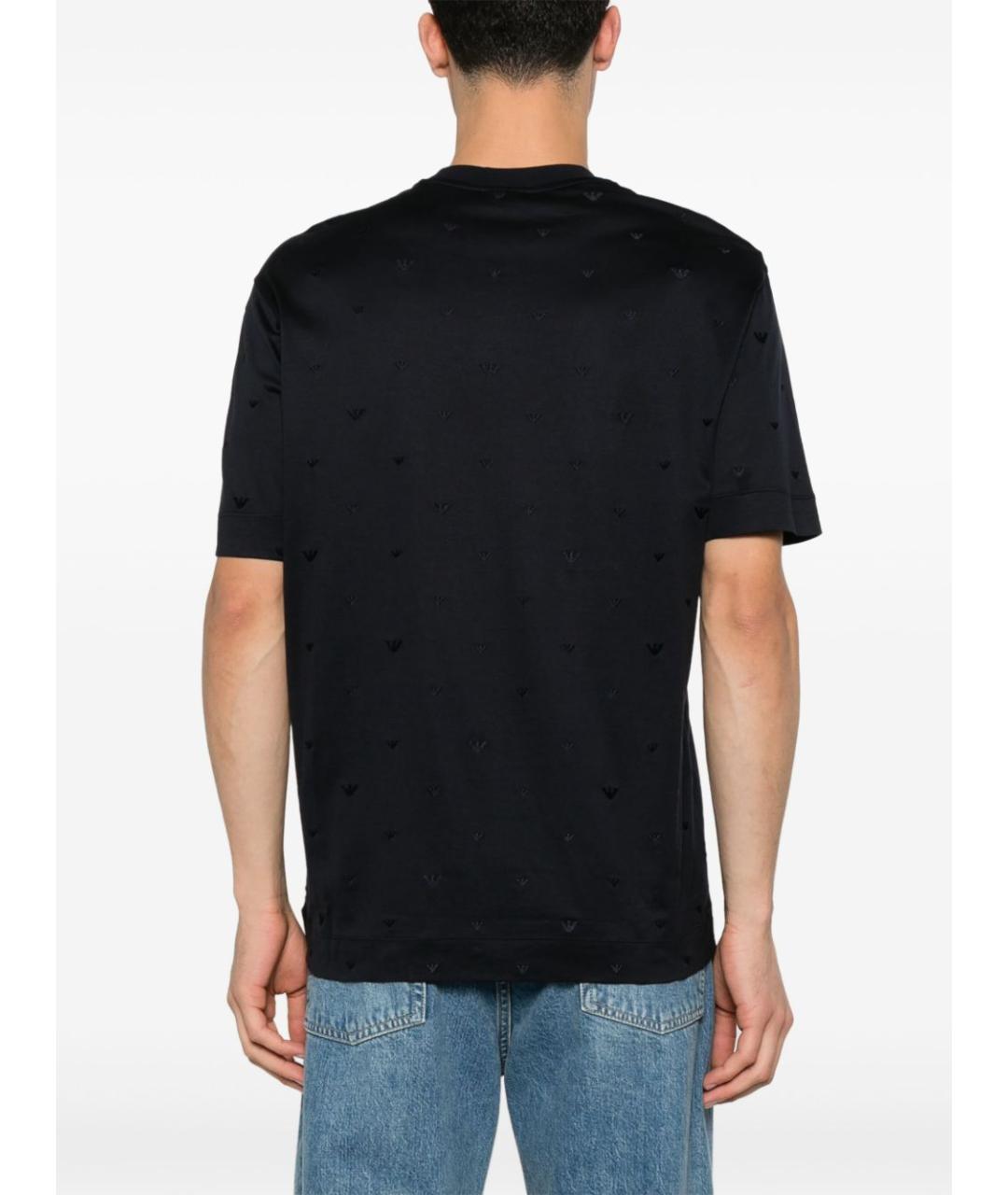 EMPORIO ARMANI Синяя хлопковая футболка, фото 4