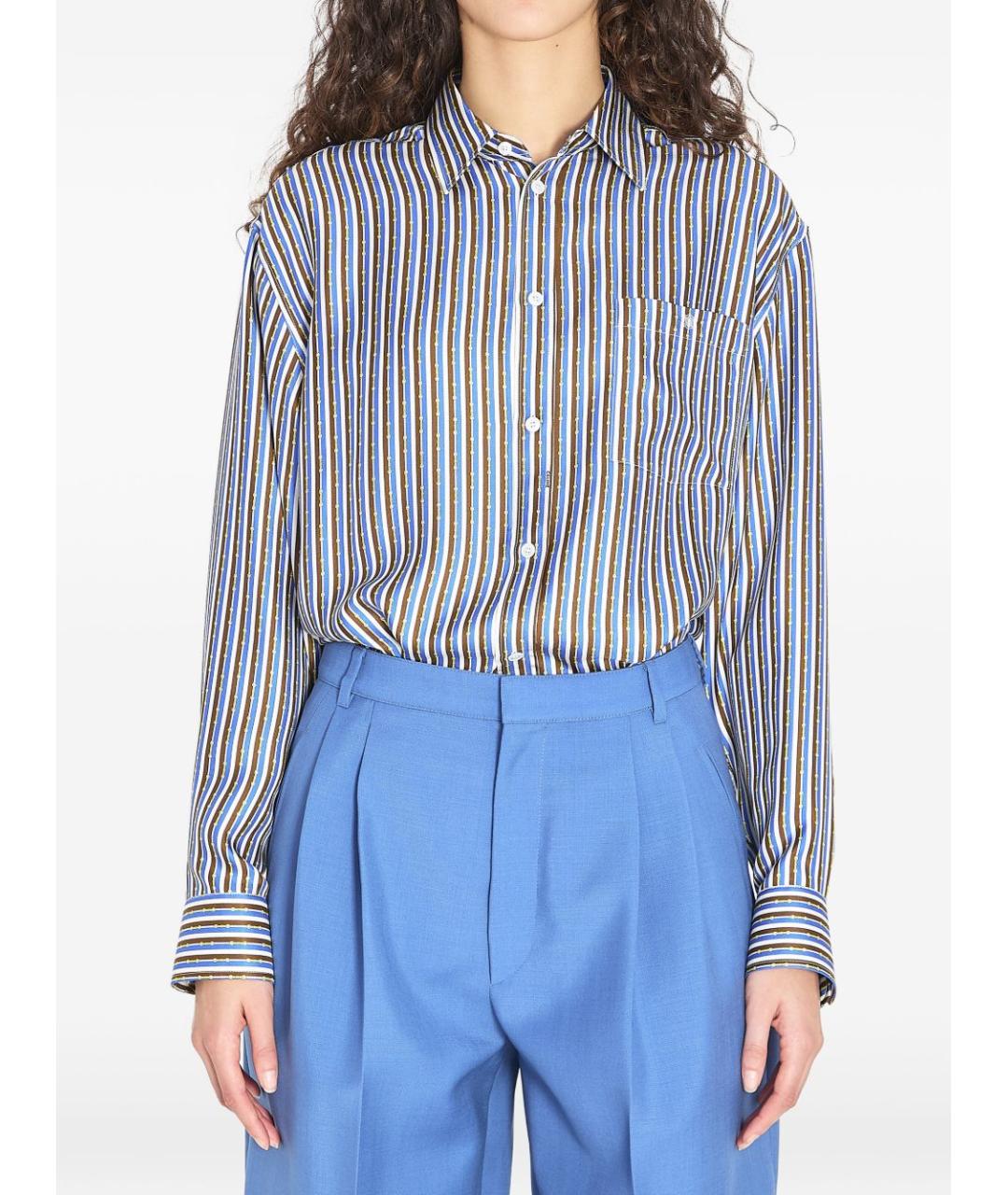 CELINE Синяя шелковая рубашка, фото 6