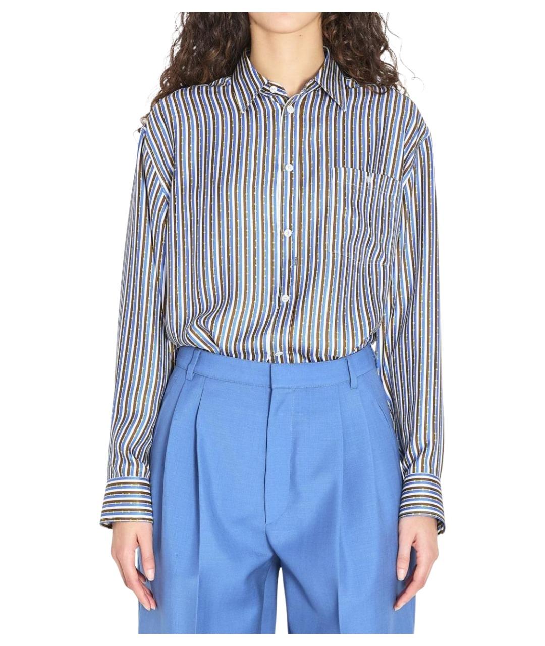 CELINE Синяя шелковая рубашка, фото 1