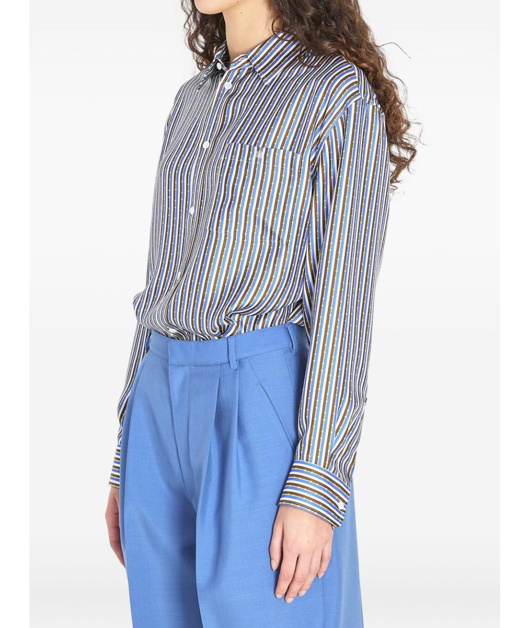 CELINE Синяя шелковая рубашка, фото 3