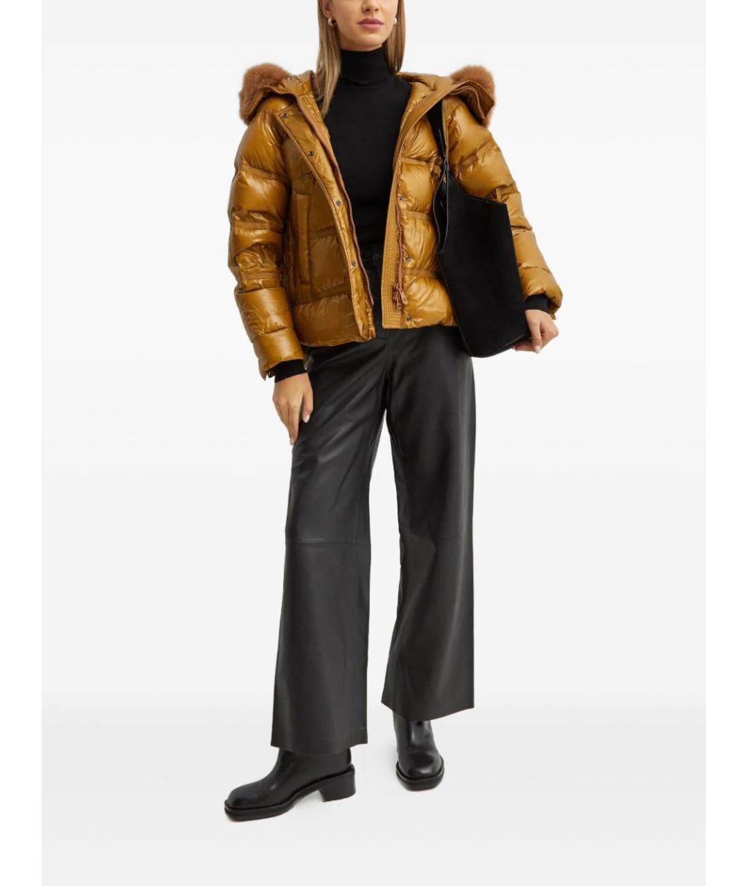 PEUTEREY Желтый полиамидовый пуховик, фото 3