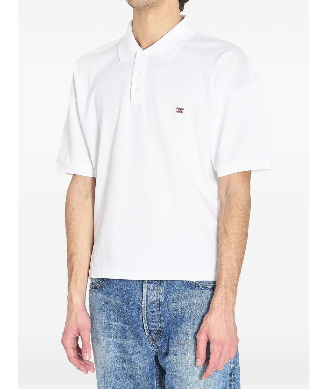CELINE Белое хлопковое поло с коротким рукавом, фото 2